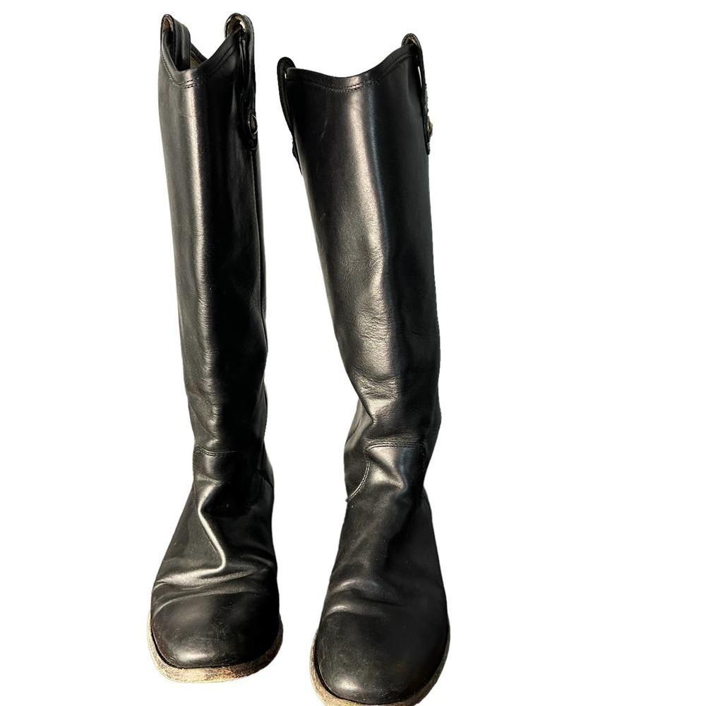 Frye Melissa Button Pull On Black Riding Boots Size 6B - Picture 2 of 13